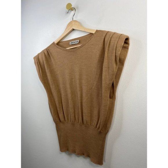St. Roche Sierra Padded Shoulder Women's Sweater Camel Size: Medium NWOT - Picture 4 of 10